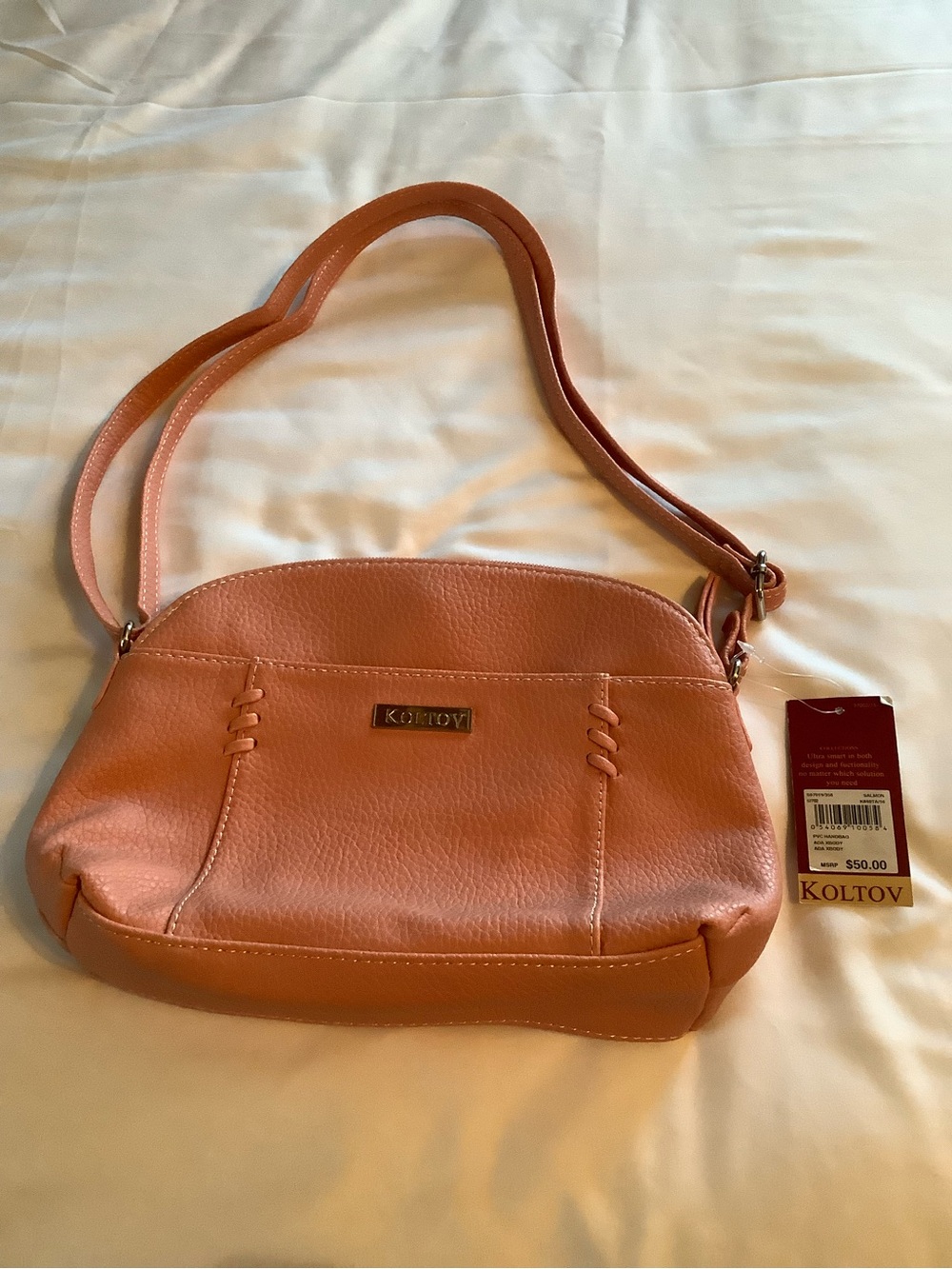 Textured Salmon Pebbled Shoulder Bag - Picture 2 of 7